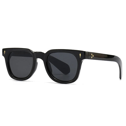 SHAUNA Retro Vierkante Rivet Zonnebril – Groene UV400 Unisex Mode Zonnebrillen