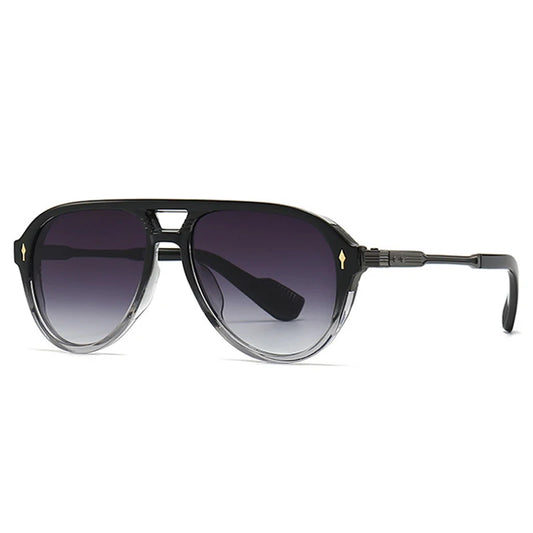 SHAUNA Retro pilotenzonnebril met dubbele brug - UV400 unisex luxe zonnebril met klinknagels