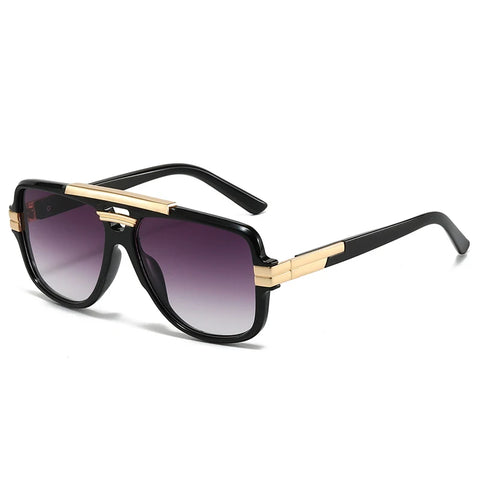 SHAUNA Retro Dubbele Brug Vierkante Zonnebril – Oranje &amp; Blauwe UV400 Unisex Designer Zonnebrillen