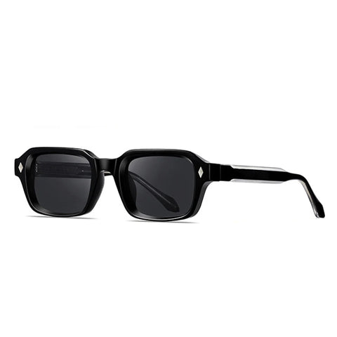 SHAUNA Retro Rechthoekige Zonnebril – Klinknagel-Detail UV400 Unisex Luxe Punk Zonnebrillen