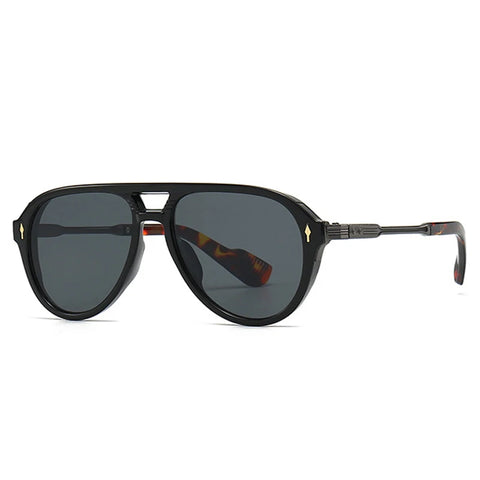 SHAUNA Retro pilotenzonnebril met dubbele brug - UV400 unisex luxe zonnebril met klinknagels