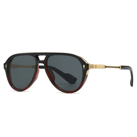 SHAUNA Retro pilotenzonnebril met dubbele brug - UV400 unisex luxe zonnebril met klinknagels