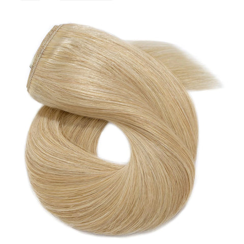 One-Piece Full Head Clip In Human Hair Extensions - Light Brown Straight