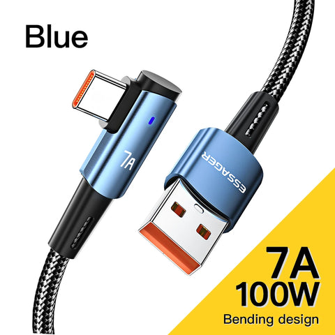 Essager 100W 90° USB-C to USB-C Cable for Fast Charging iPad, MacBook Pro, Xiaomi, Samsung, Huawei