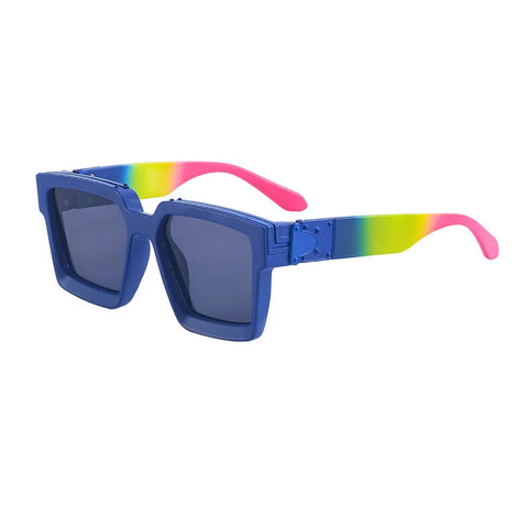 SHAUNA Retro Square Sunglasses – Candy-Color Silver Mirror UV400 Unisex Summer Shades