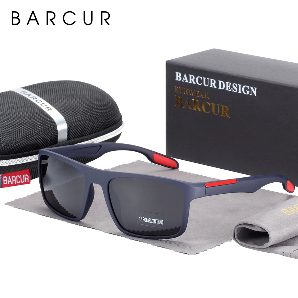 BARCUR TR90 Ultraleichte polarisierte Sonnenbrille – Vintage Square UV400 Unisex-Brille