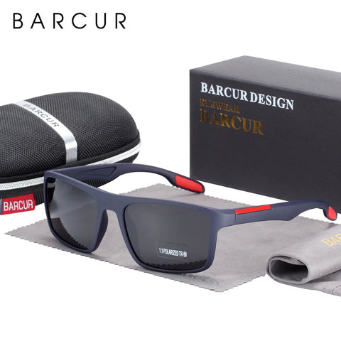 BARCUR TR90 Ultraleichte polarisierte Sonnenbrille – Vintage Square UV400 Unisex-Brille