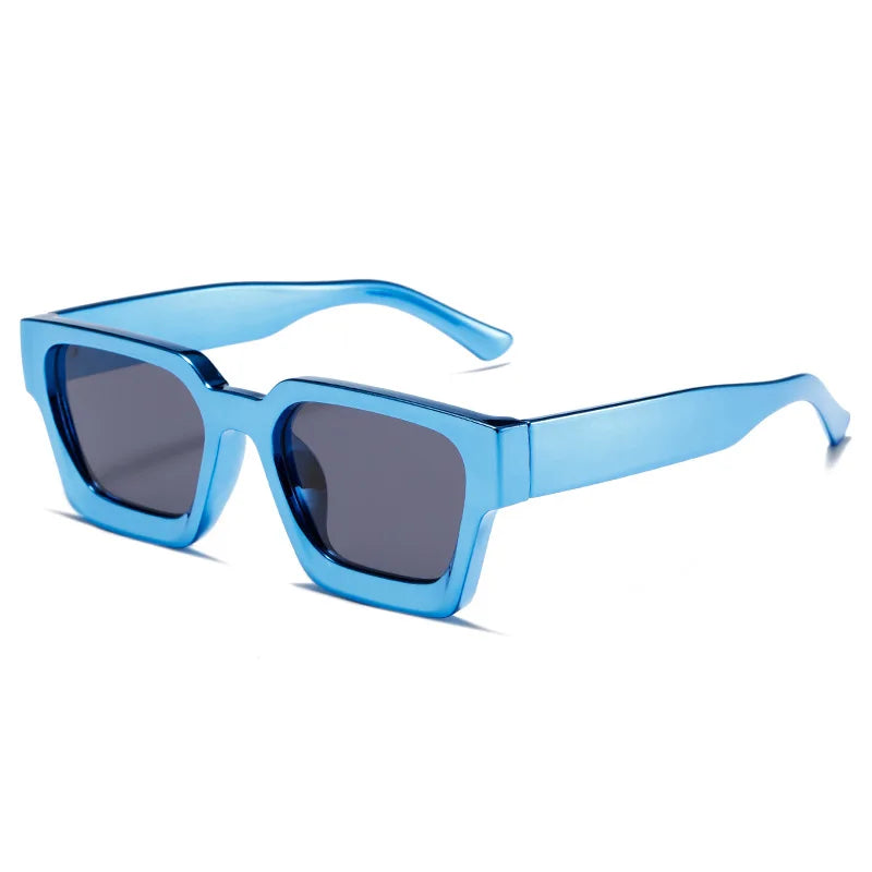 SHAUNA Retro Vierkante Zonnebril – Dik Montuur UV400-zonnebril met Versterkte Metalen Scharnieren