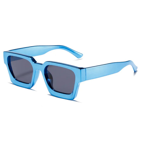 SHAUNA Retro Vierkante Zonnebril – Dik Montuur UV400-zonnebril met Versterkte Metalen Scharnieren