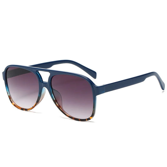 Retro ovale pilotenzonnebril – zwart, blauw, luipaard en geel UV400 unisex strandzonnebril