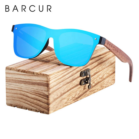 BARCUR Zwarte Walnoot Houten Zonnebril – Gepolariseerd UV400 Unisex