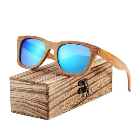 BARCUR Retro Bamboe Gepolariseerde Zonnebril – Handgemaakte Houten UV400 Unisex Zonnebrillen