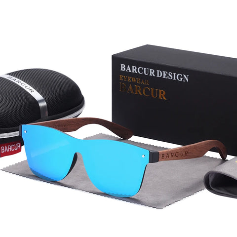 BARCUR Zwarte Walnoot Houten Zonnebril – Gepolariseerd UV400 Unisex