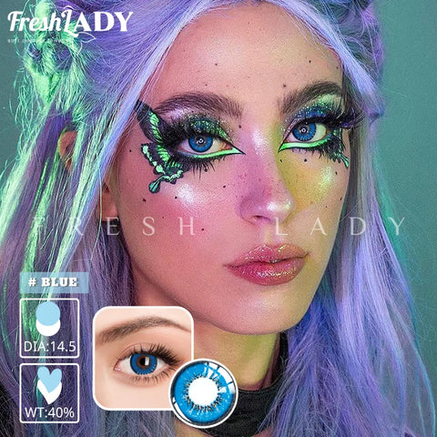 UYAAI 1Pair Color Contact Lenses - Blue Yellow for Cosplay & Halloween