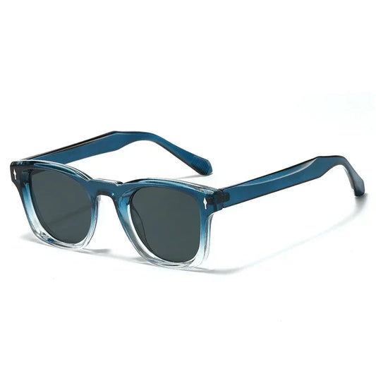 JNPCXI Retro vierkante klinknagel zonnebril - Groen &amp; zwart gradiënt UV400 unisex zonnebrillen