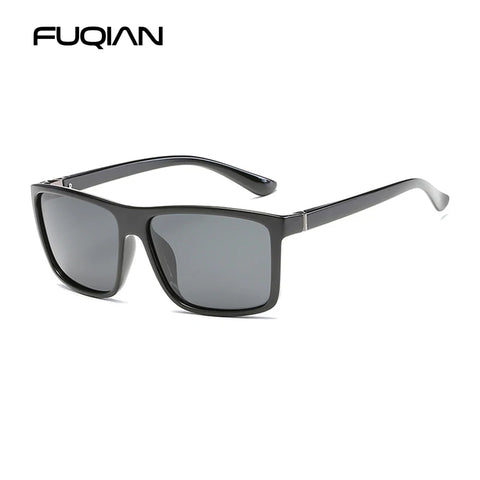 Klassieke zwarte vierkante gepolariseerde zonnebril - blauwe spiegel UV400 unisex anti-reflectie zonnebril