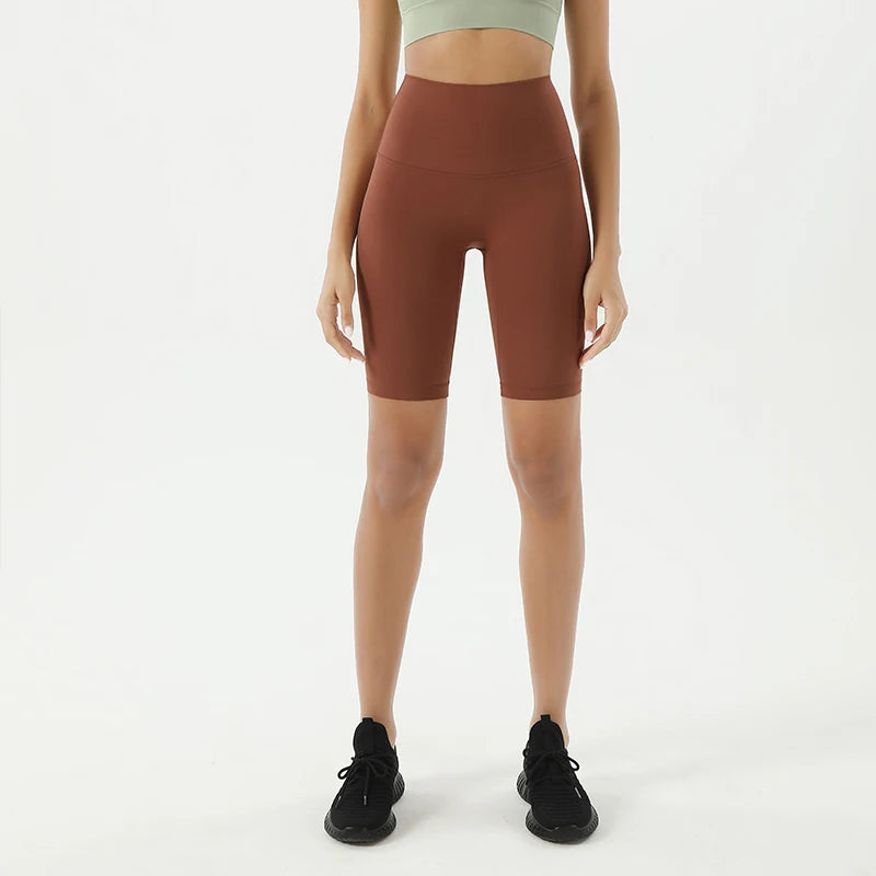 SOISOU Nylon Women's High Waist Gym Shorts - Breathable & Comfortable