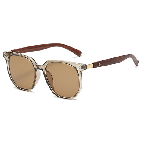 Klassieke oversized zonnebril met houtnerfmotief – Retro vierkante UV400 unisex vakantie- en autozonnebril