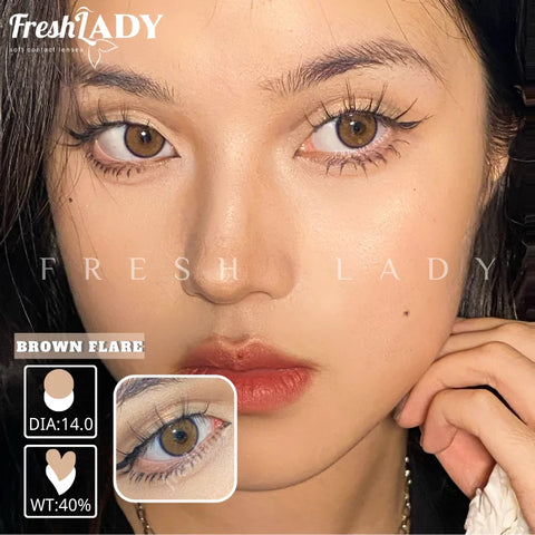 UYAAI 1Pair Green Brown Flare Color Contact Lenses