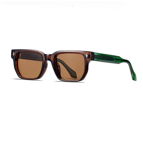 SHAUNA Retro Rechthoekige Zonnebril – UV400-zonnebril met klinknagels