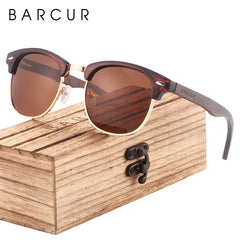 BARCUR Walnut Polarized Wooden Sunglasses – Handmade UV400 Unisex Eyewear