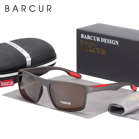 BARCUR TR90 Ultraleichte polarisierte Sonnenbrille – Vintage Square UV400 Unisex-Brille