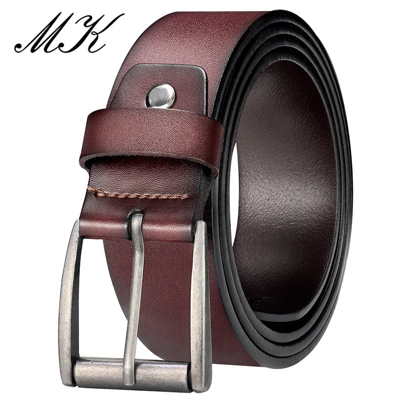 MaiKun Vintage Leather Belt – Genuine Leather with Alloy Pin Buckle for Men’s Jeans & Trousers