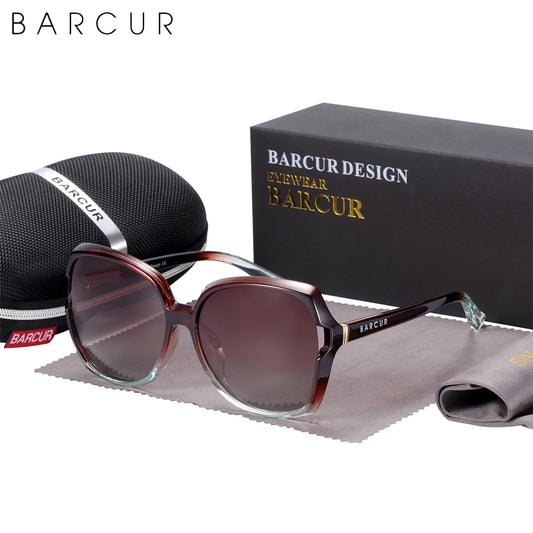 BARCUR Oversize TR90 gepolariseerde zonnebril - UV400-zonnebril met gradiëntlens voor dames