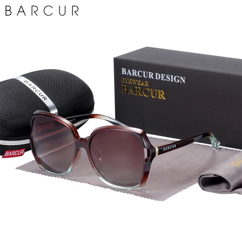 BARCUR Oversize TR90 gepolariseerde zonnebril - UV400-zonnebril met gradiëntlens voor dames