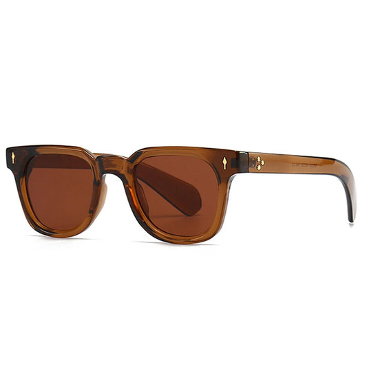 SHAUNA Retro Vierkante Rivet Zonnebril – Groene UV400 Unisex Mode Zonnebrillen
