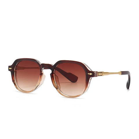 SHAUNA Retro Oval Rivet Zonnebril – Gradient UV400 Dameszonnebril