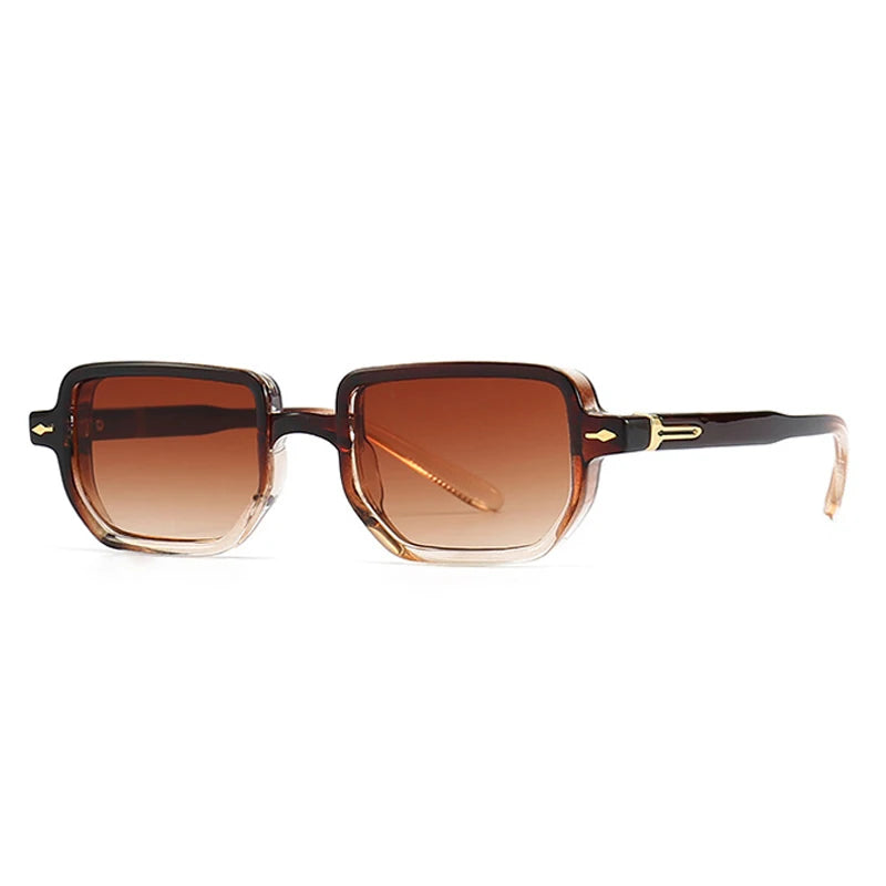 SHAUNA Rechthoekige Gradiënt Zonnebril – Retro Rivet UV400 Unisex Vierkante Zonnebrillen