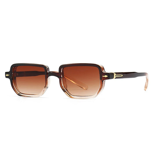 SHAUNA Rechthoekige Gradiënt Zonnebril – Retro Rivet UV400 Unisex Vierkante Zonnebrillen