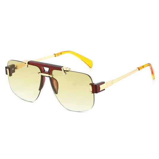 SHAUNA Vierkante Randloze Zonnebril – Heldere Oceaan Gradiënt Lens UV400 Unisex Retro Rivet Shades