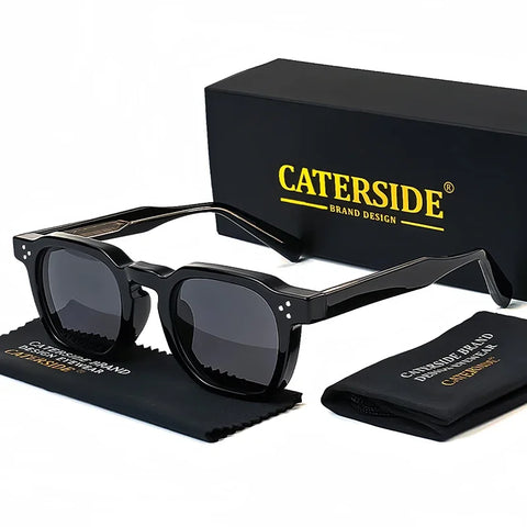 CATERSIDE Retro Punk Vierkante Zonnebril – Klein Montuur UV400 Unisex Zonnebrillen voor Reizen &amp; Festivals