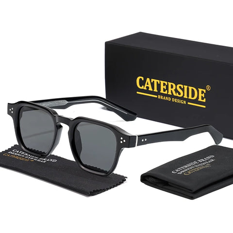 CATERSIDE Klassieke vierkante zonnebril – Core-Insert Temple Luxe UV400 Unisex zonnebril voor reizen, strand en festivals