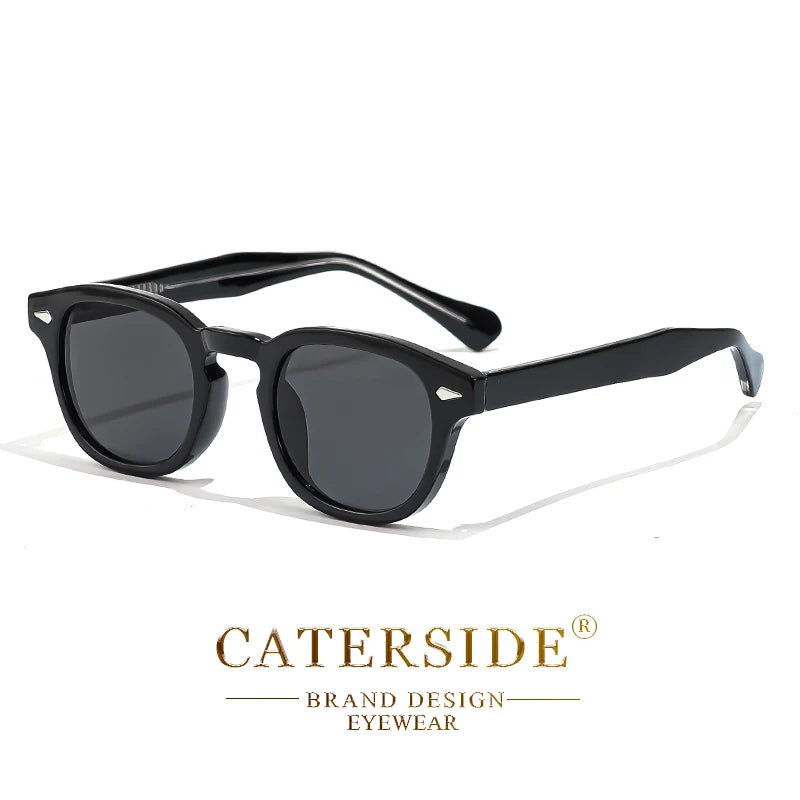 CATERSIDE Retro ronde punk zonnebril – Pin-Temple luxe UV400 unisex sport- en feestzonnebril