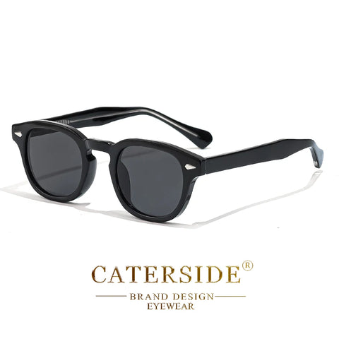 CATERSIDE Retro ronde punk zonnebril – Pin-Temple luxe UV400 unisex sport- en feestzonnebril