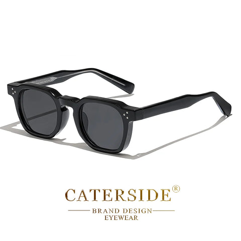 CATERSIDE Retro Punk Small-Frame Vierkante Zonnebril – Gepersonaliseerde UV400 Unisex Zonnebrillen voor Reizen, Zaken &amp; Festivals