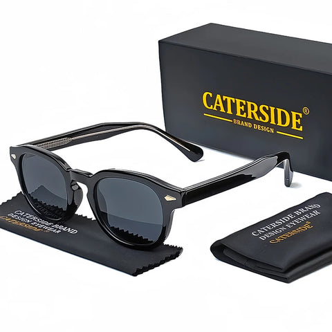 CATERSIDE Retro ronde punk zonnebril – Pin-Temple luxe UV400 unisex sport- en feestzonnebril