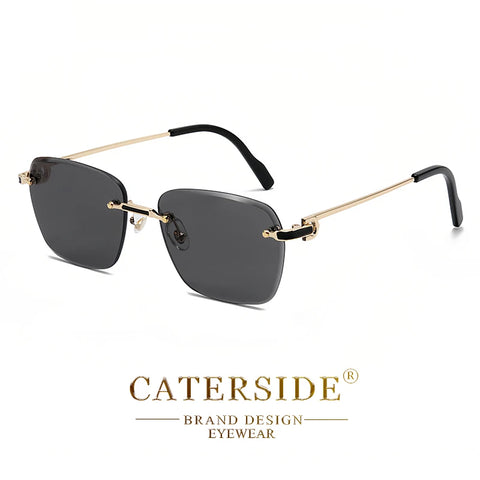 CATERSIDE Randloze pilotenzonnebril met gradiënt – Retro UV400 unisex zonnebrillen voor zaken en winkelen