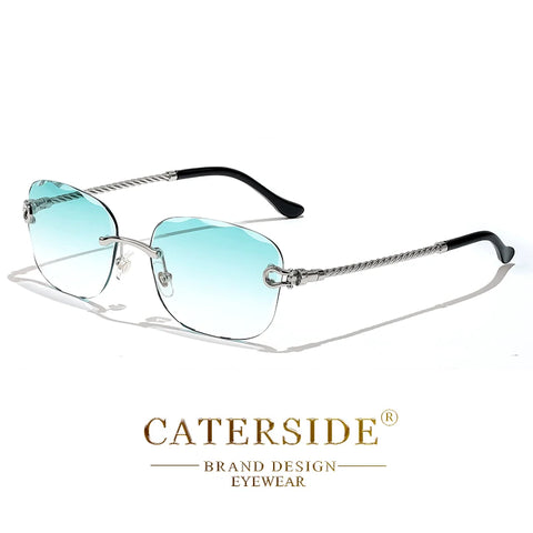 CATERSIDE Retro Randloze Gradiënt Zonnebril – UV400 Unisex Mode Zonnebrillen met Scherpe Lenzen