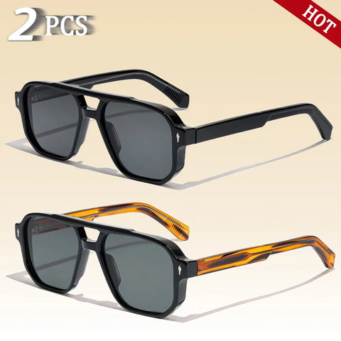 CATERSIDE Retro Punk Flat-Top Zonnebril – Dubbele Brug UV400 Unisex Reis- &amp; Feestzonnebril