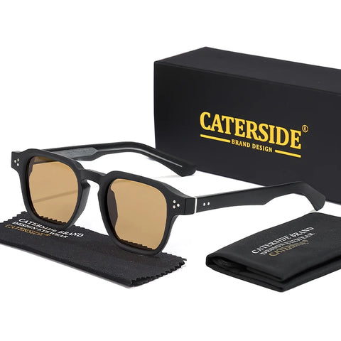 CATERSIDE Klassieke vierkante zonnebril – Core-Insert Temple Luxe UV400 Unisex zonnebril voor reizen, strand en festivals