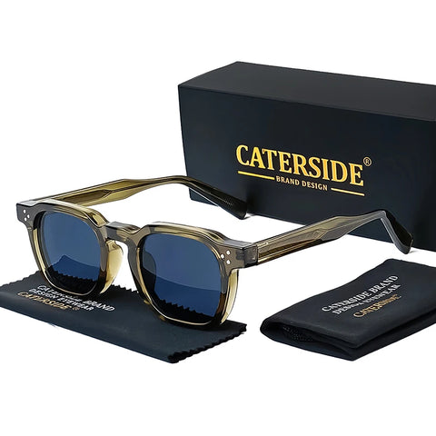 CATERSIDE Small-Frame Vierkante Zonnebril – Gepersonaliseerde UV400 Unisex Zonnebrillen voor Reizen, Zaken &amp; Festivals