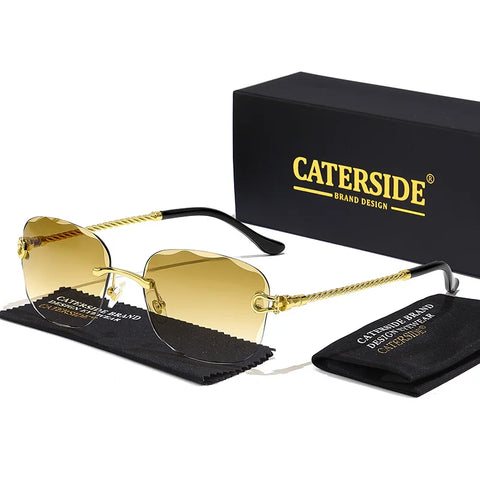 CATERSIDE Retro Randloze Gradiënt Zonnebril – UV400 Unisex Mode Zonnebrillen met Scherpe Lenzen