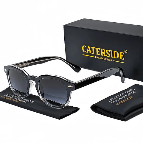 CATERSIDE Retro ronde punk zonnebril – Pin-Temple luxe UV400 unisex sport- en feestzonnebril