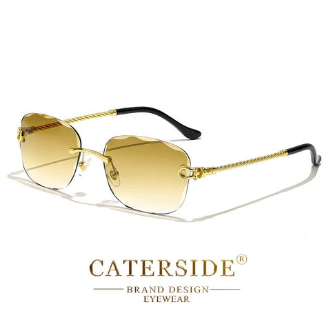 CATERSIDE Retro Randloze Gradiënt Zonnebril – UV400 Unisex Mode Zonnebrillen met Scherpe Lenzen
