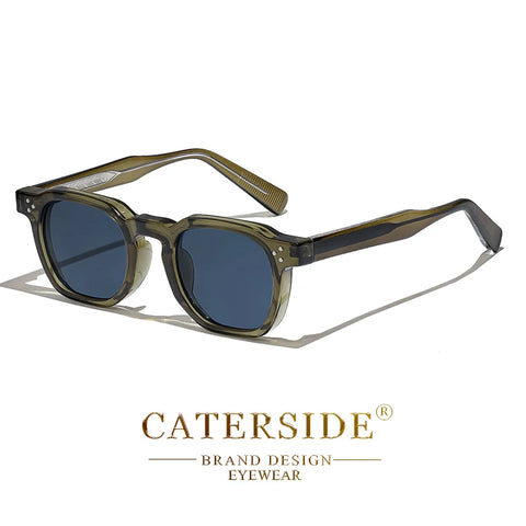CATERSIDE Retro Punk Small-Frame Vierkante Zonnebril – Gepersonaliseerde UV400 Unisex Zonnebrillen voor Reizen, Zaken &amp; Festivals