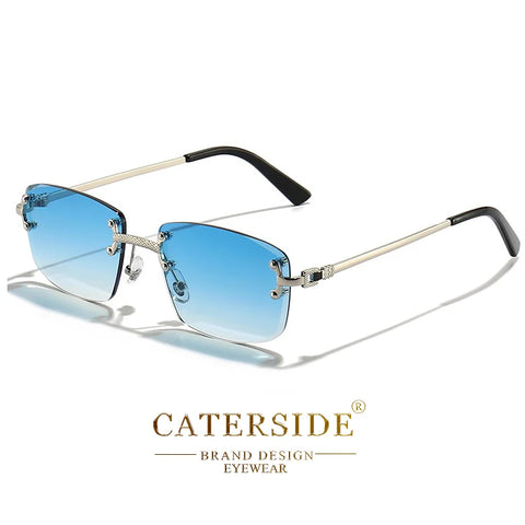 CATERSIDE Retro Randloze Vierkante Zonnebril met Gradiënt - Hoogwaardige UV400 Unisex Feestzonnebril